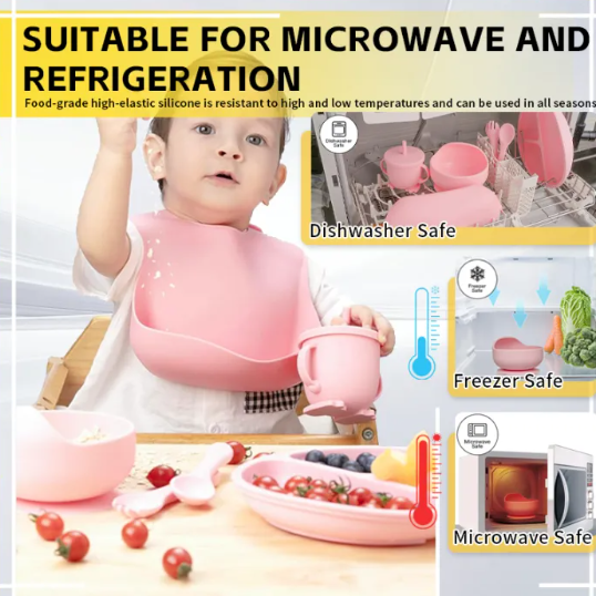 8 pcs Baby silicone feeding set